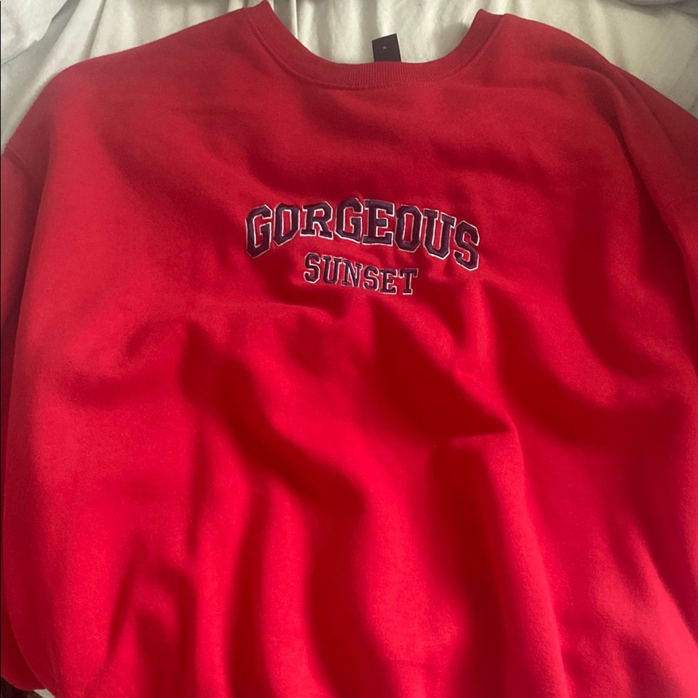 SHEIN Red Crew Neck Sweater